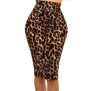 Got Style Leopard Ruched Frill High Waist Pencil Skirt